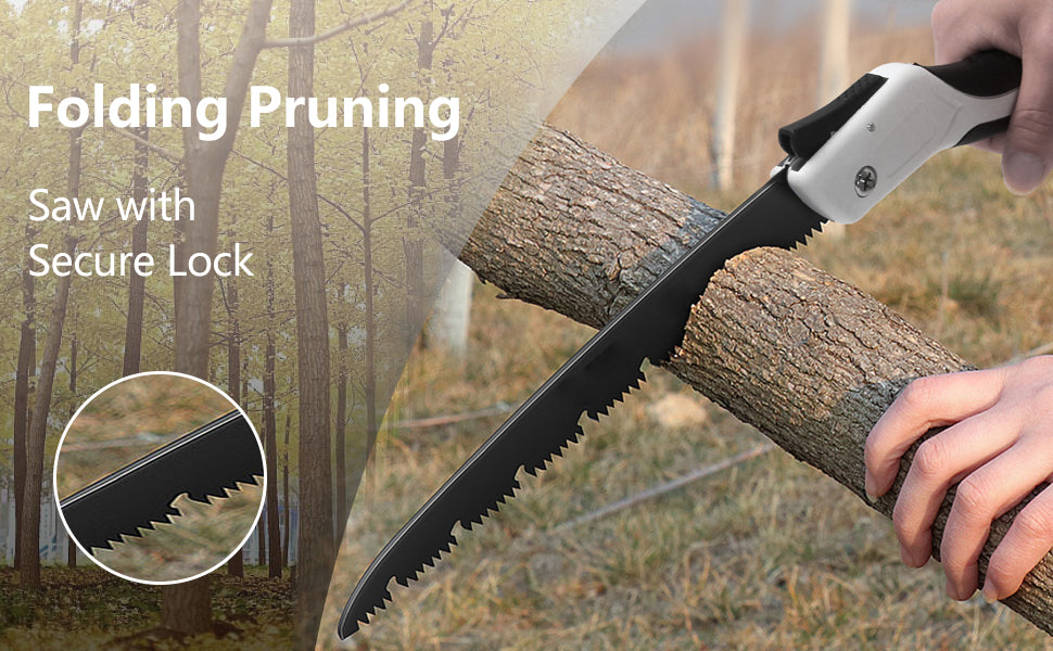 AIRAJ 9.4" Folding Pruning Saw – SK5 Steel Teeth, Portable Hand Saw for Camping & Gardening