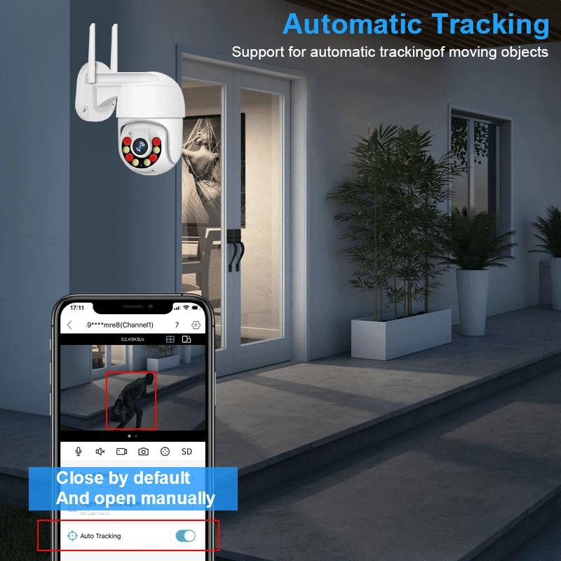 Smart 1080P Wireless PTZ IP Camera – Outdoor Security Dome with Cloud Storage & Two-Way Audio