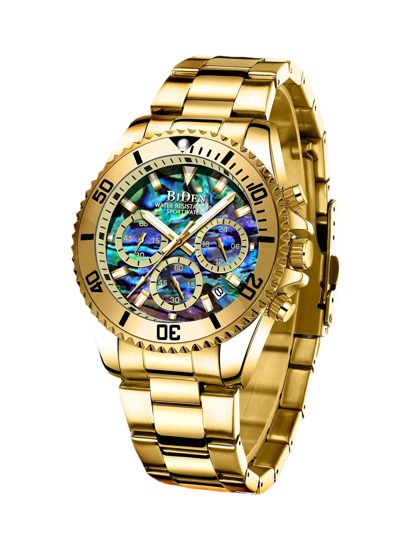 BIDEN Waterproof Men’s Watch – Business Style Quartz Chronograph