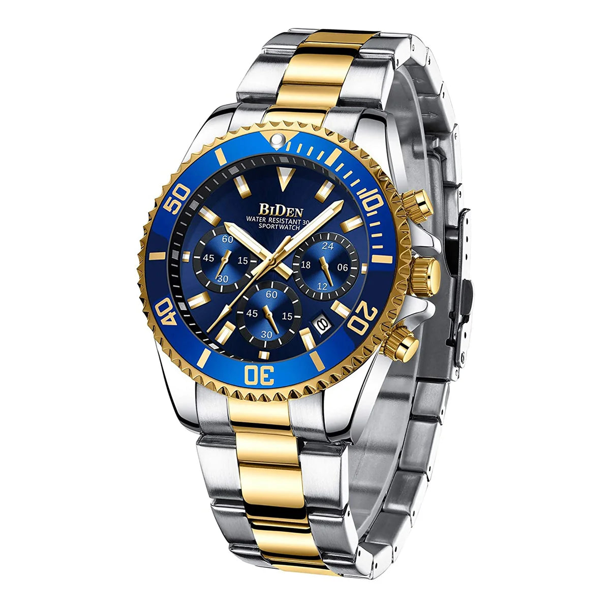 BIDEN Waterproof Men’s Watch – Business Style Quartz Chronograph