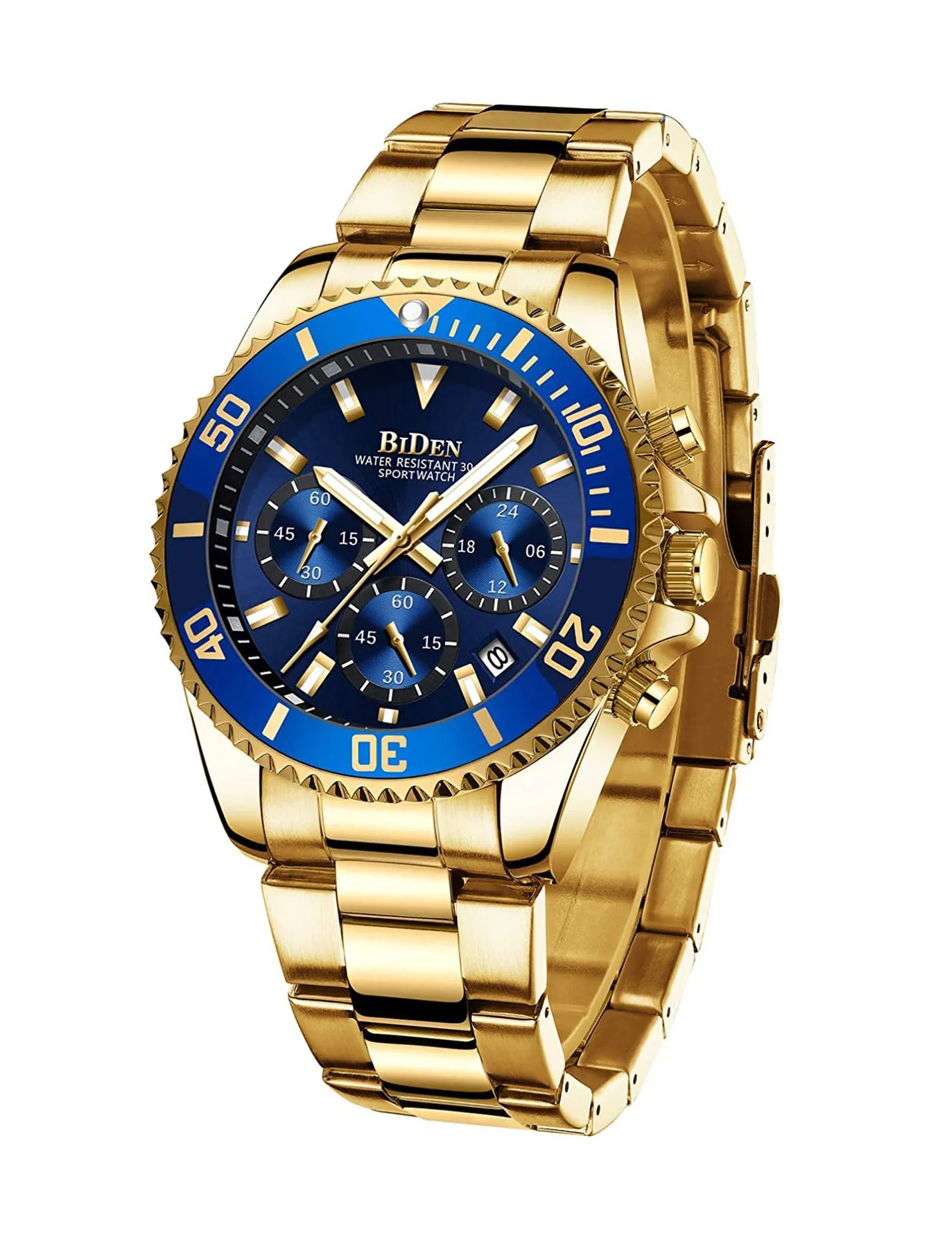 BIDEN Waterproof Men’s Watch – Business Style Quartz Chronograph