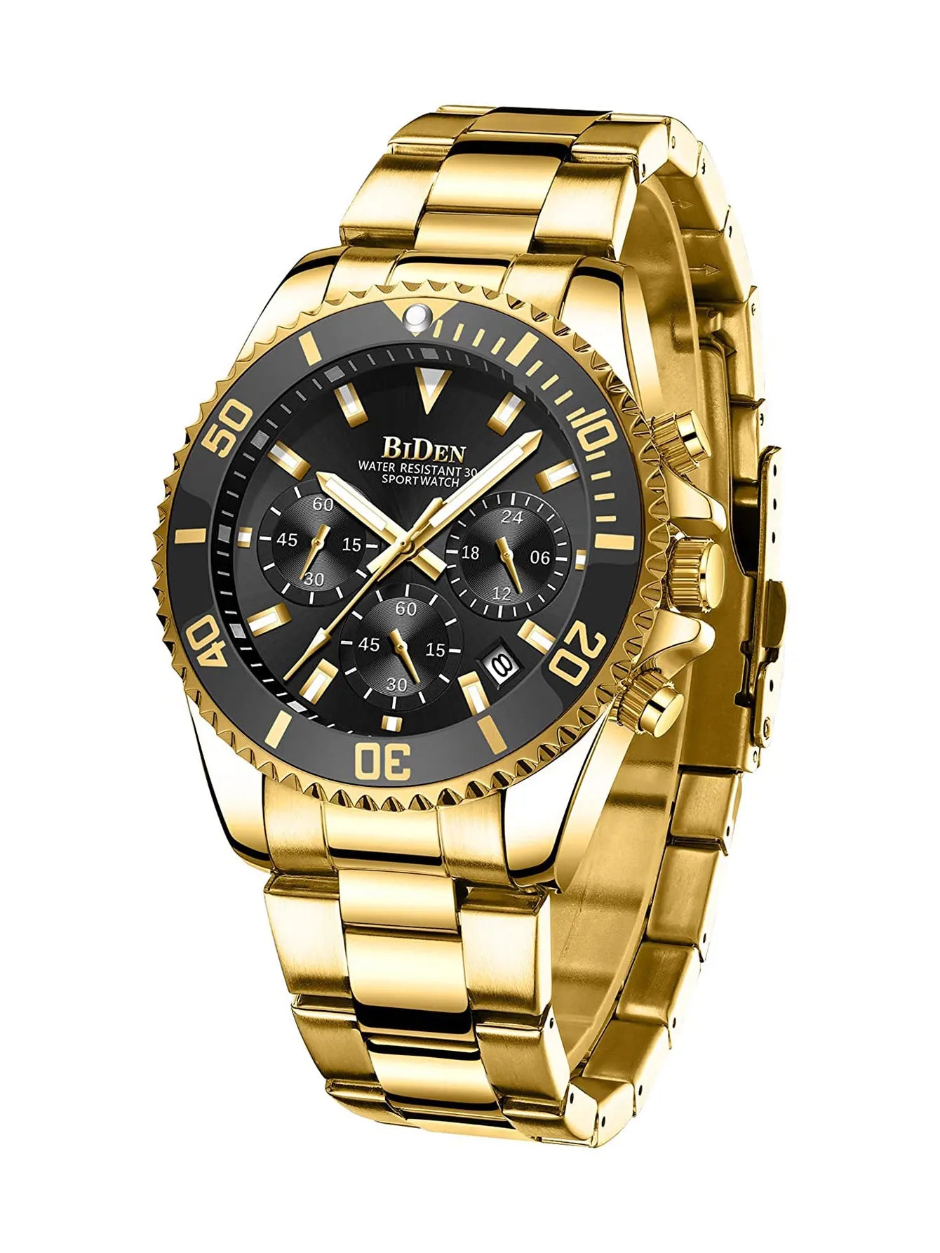 BIDEN Waterproof Men’s Watch – Business Style Quartz Chronograph