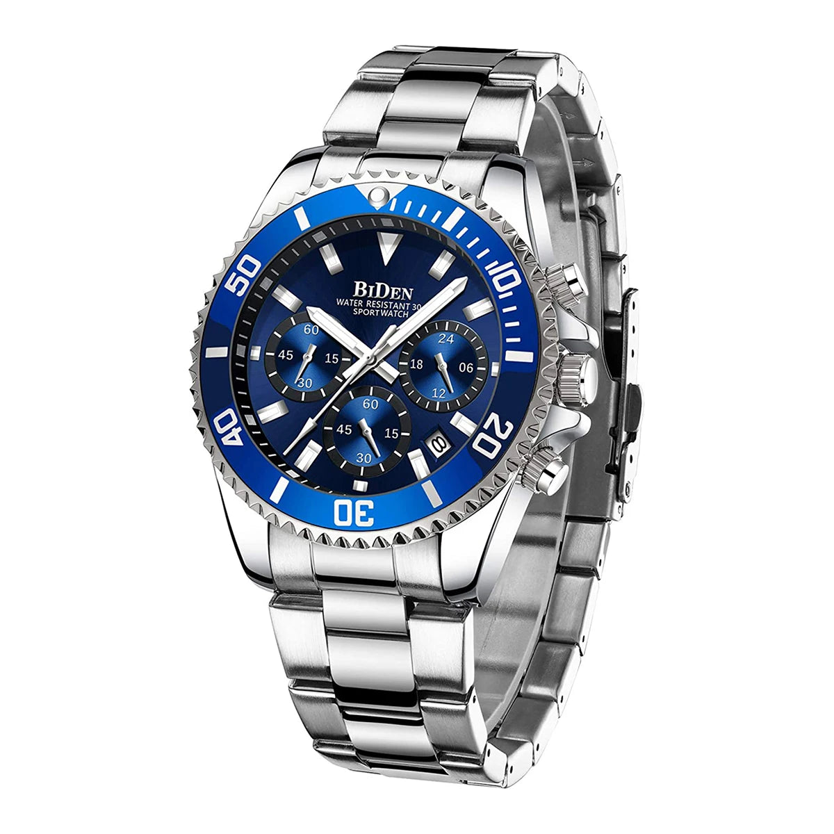 BIDEN Waterproof Men’s Watch – Business Style Quartz Chronograph