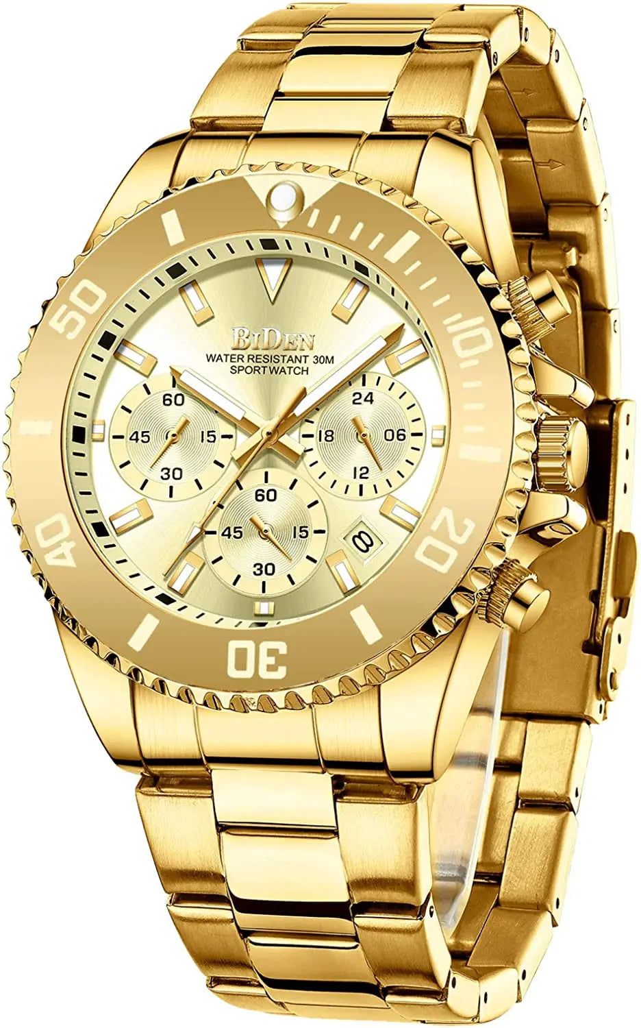 BIDEN Waterproof Men’s Watch – Business Style Quartz Chronograph