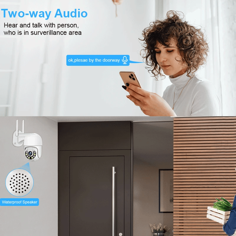 Smart 1080P Wireless PTZ IP Camera – Outdoor Security Dome with Cloud Storage & Two-Way Audio