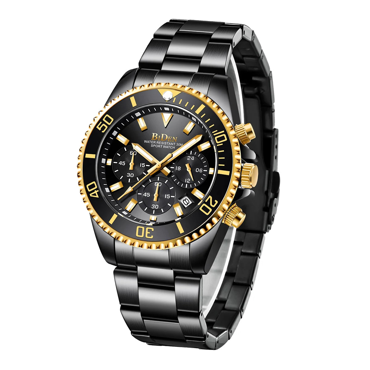 BIDEN Waterproof Men’s Watch – Business Style Quartz Chronograph