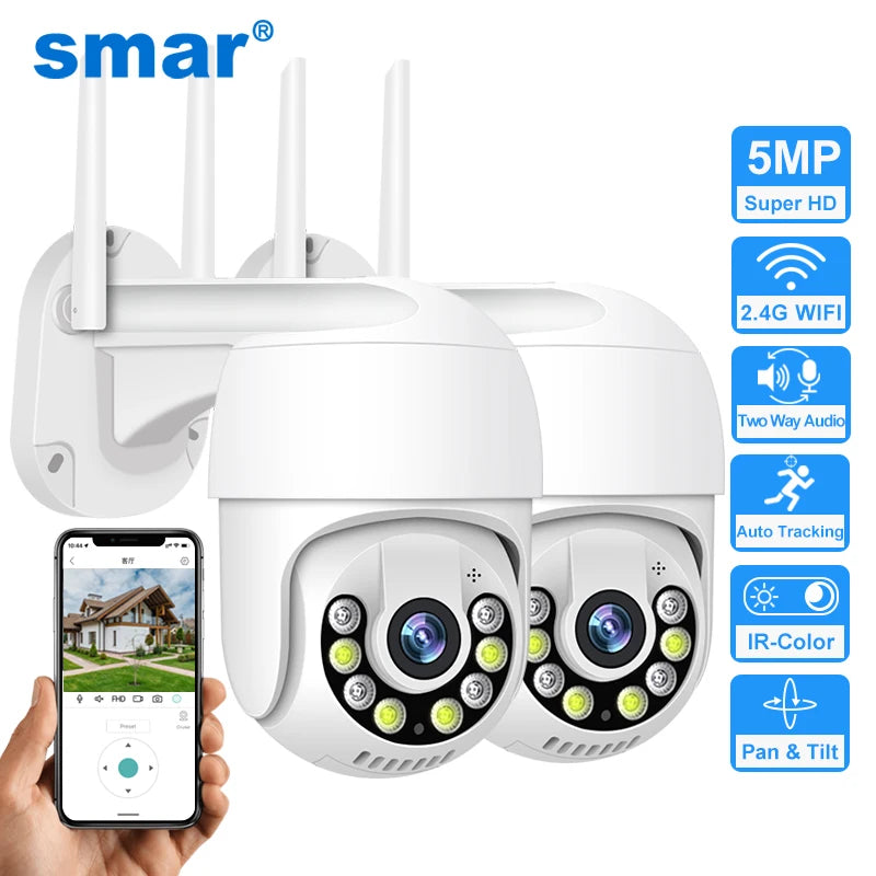 Smart 1080P Wireless PTZ IP Camera – Outdoor Security Dome with Cloud Storage & Two-Way Audio