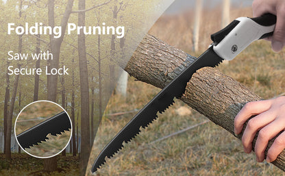 AIRAJ 9.4" Folding Pruning Saw – SK5 Steel Teeth, Portable Hand Saw for Camping & Gardening