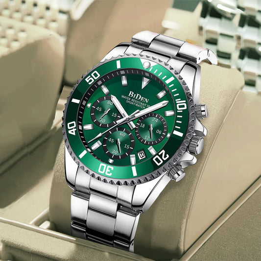 BIDEN Waterproof Men’s Watch – Business Style Quartz Chronograph
